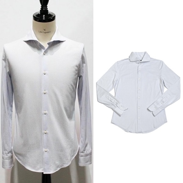 一度着4.4万 1piu1uguale3 STRIPE SHIRT ホリゾンタル シャツ ウノピゥウノウグァーレトレ AKM ジュンハシモト
