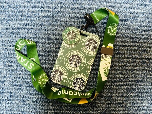 スタバ IDカードホルダー IDカードケース 社員証ケース ネックストラップ付 09 グリーン