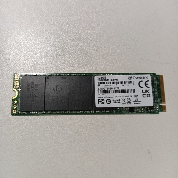 ★新品★ M.2 SSD 128GB トランセンドジャパン Transcend TS128GMTE110S PCIe NVMe PCIe Gen3 x4 3D Type2280 TLC採用 バルク品