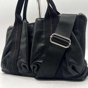 極美品 エルメス ハンドバッグ 2way キャラバン ホリゾンタル PM 黒 ブラック Herms レザー ショルダーバッグ