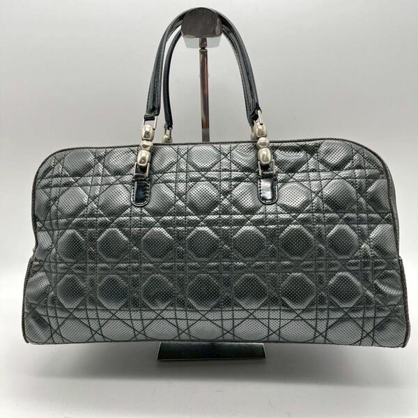 クリスチャンディオール ミニボストン カナージュ マリスパール レザー パンチング 黒 ブラック Christian Dior デニム