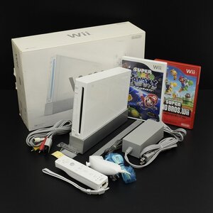 ▽549459 【動作確認済】Nintendo ニンテンドー 任天堂 Wii 本体セット+ソフト2本 スーパーマリオブラザーズ マリオギャラクシー RVL-001