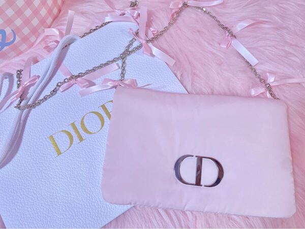 ディオール ノベルティ ピンク ポーチ バッグ リボン ショッパー dior 非売品 クリスチャンディオール フレンチガーリー インテリア