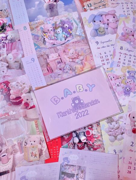 B.A.B.Y カレンダー ポストカード ドリーミーメルメル spank ファンシー パステル ビンテージ ぬいぐるみ アンティーク ゆめかわ かわいい