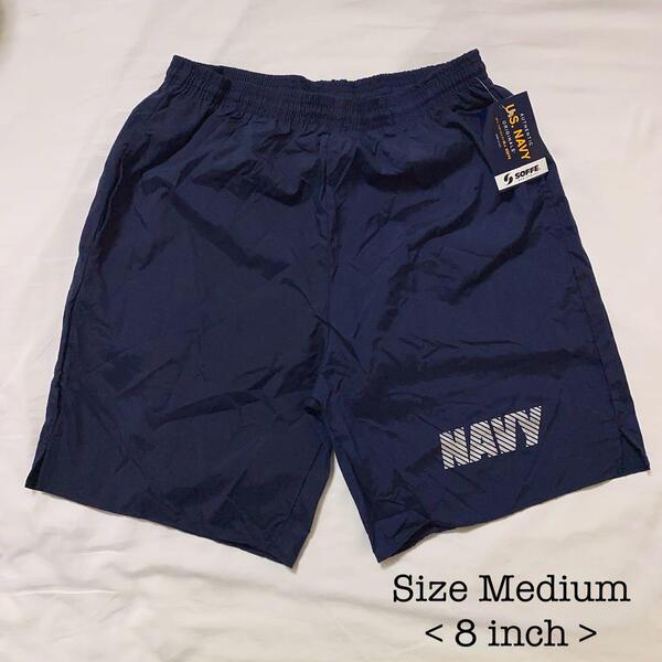 デッドストック SOFFE ソフィー US NAVYトレーニングショーツMEDIUMネイビーMショートパンツ アメリカ軍ショーツUSA製ナイロン米軍 8インチ