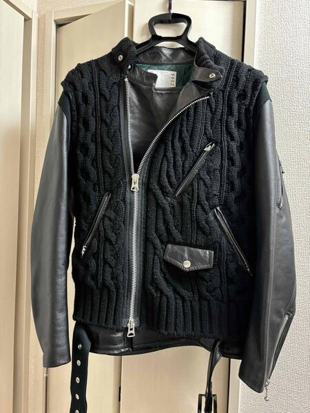 UNDERCOVER 30周年 sacai(サカイ) コラボ ライダース ニットドッキングジャケット