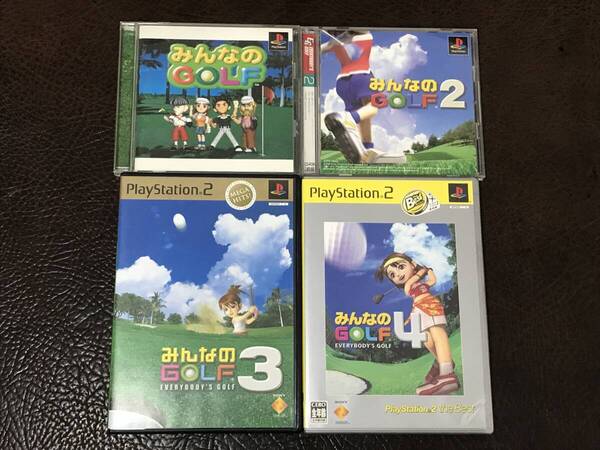 ★ 送料無料 PS1 PS2 ゴルフ ★ みんなのGOLF 1 + 2 + 3 + 4 動作確認済 説明書付き 付属品は写真参照 ★