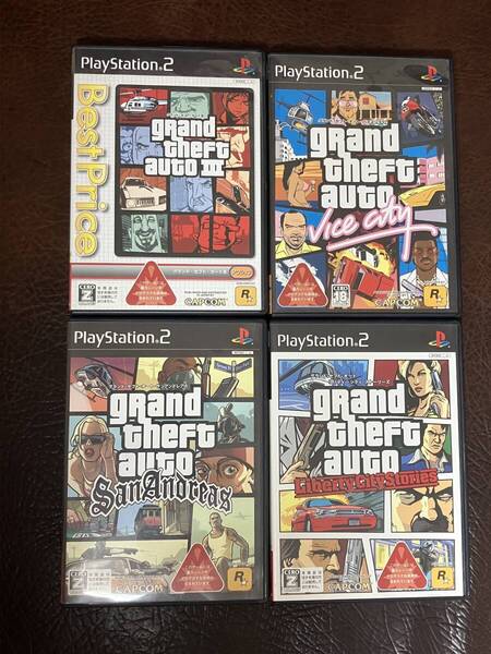 送料無料 PS2 グランド セフト オート 3 + バイスシティ + サンアンドレアス + リバティーシティ grand theft auto 動作確認済 説明書付き