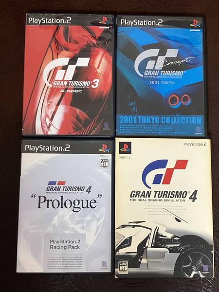 ★ 送料無料 PS2 カーレース ★ グランツーリスモ 3 A-Spec + 2001 TOKYO + 4 Prologue + 4 GRAN TURISMO 動作確認済 説明書付き ★