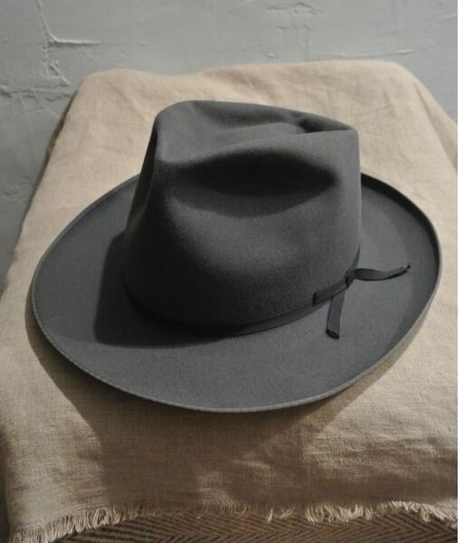 激レア 40s VINTAGE STETSON 1/4 58cm ヴィンテージ ステットソン ストラトライナー グレー ハット ジョニーデップ オープンロード 紺 灰色