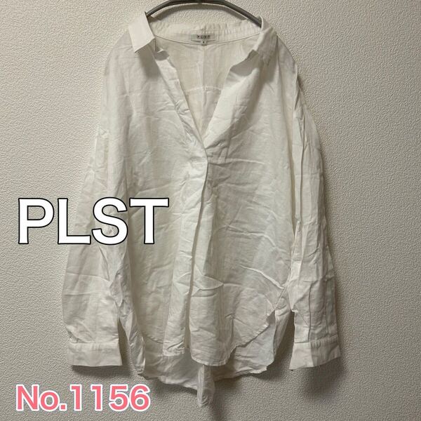 送料無料 匿名配送 PLST プラステ コットン リネン シャツ ブラウス