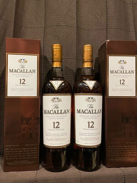 ウイスキー マッカラン12年 ハイランドシングルモルト 2本セット 旧ボトル 箱 MACALLAN シェリーオークカスク