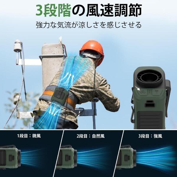 ベルトファン 腰掛け扇風機 3段階風量調節 腰掛けファン 10000mAh大容量