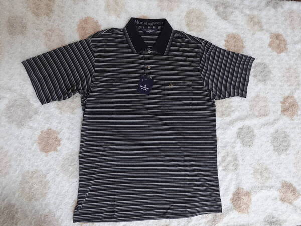 新品☆タグ付き マンシングウェア ボーダー MUNSINGWEAR メンズ 半袖ポロシャツ M