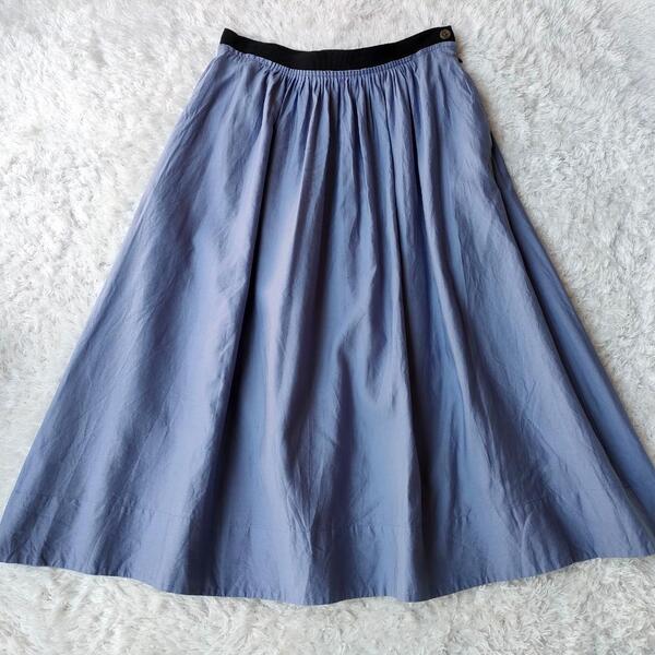 マーガレットハウエル コットンシルクスカート ロング 2020SS Ⅱ M ミッドブルー 絹22% MARGARET HOWELL