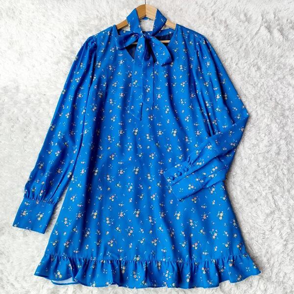 美品 X-girl エックスガール フローラル ミニワンピース FLORAL MINI DRESS くるみボタン チュニック フリル 長袖