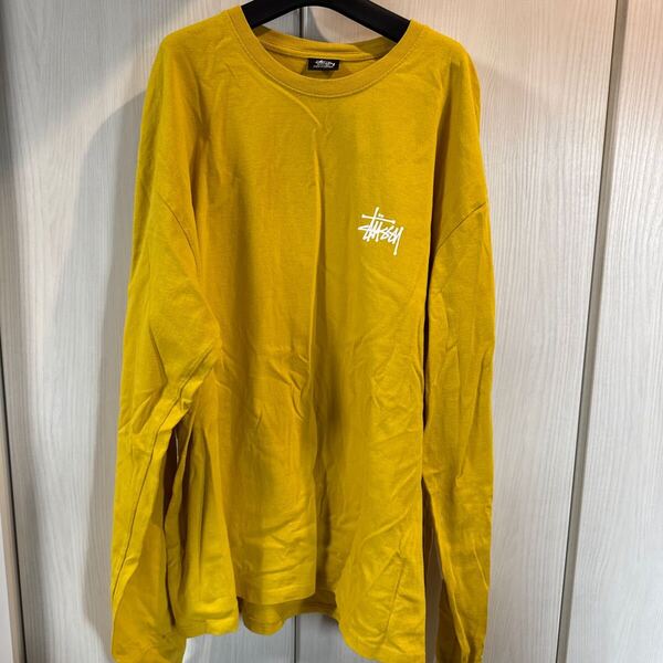ステューシー stussy ロングスリーブTシャツ ロンT 長袖Tシャツ 長袖 カットソー ロゴ TシャツXL 黄色 イエロー