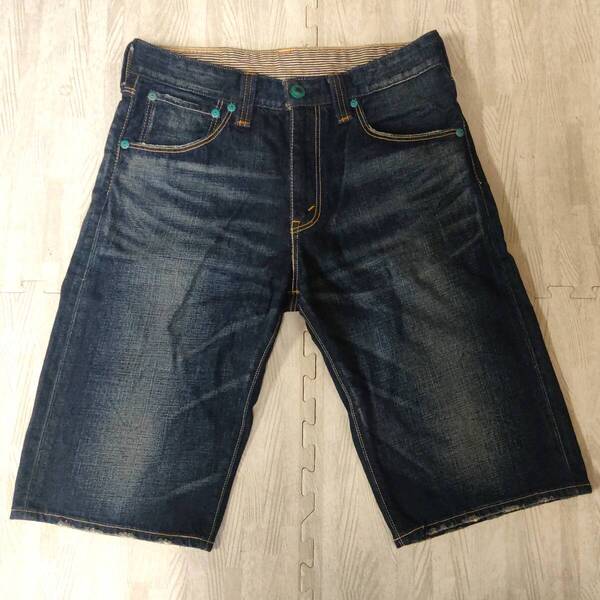 Levi's Classic 503 青ボタン W32 L14 膝丈 ハーフパンツ Lサイズ メンズ ショート ジーンズ デニム ジーパン 濃紺 リーバイス 送料無料