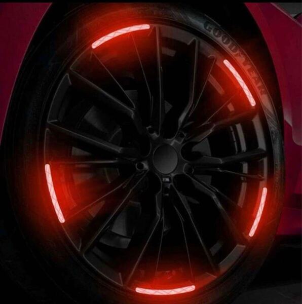自動車 バイク 自転車 高反射 ホイール リフレクター ステッカー20枚 レッド