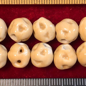 Φ 粉彩ビーズ Φ 20玉で1単位 Φ10㎜髑髏玉 手作り ベージュ色釉髑髏風 手芸アクセサリ インテリア、鑑賞魚水槽、園芸等材料に