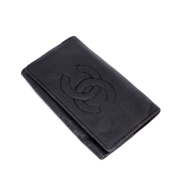 訳アリ CHANEL シャネル キーケース キャビアスキン ココマーク ブラック レザー ココマーク