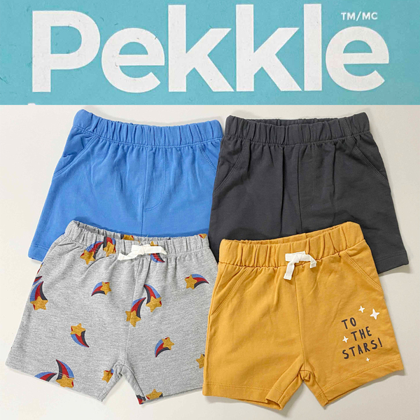 新品 4枚セット 80 ★ コストコ PEKKLE ボーイズ ショートパンツ 12M キッズ ベビー 半ズボン 短パン 星 スター グレー ブルー ペックル