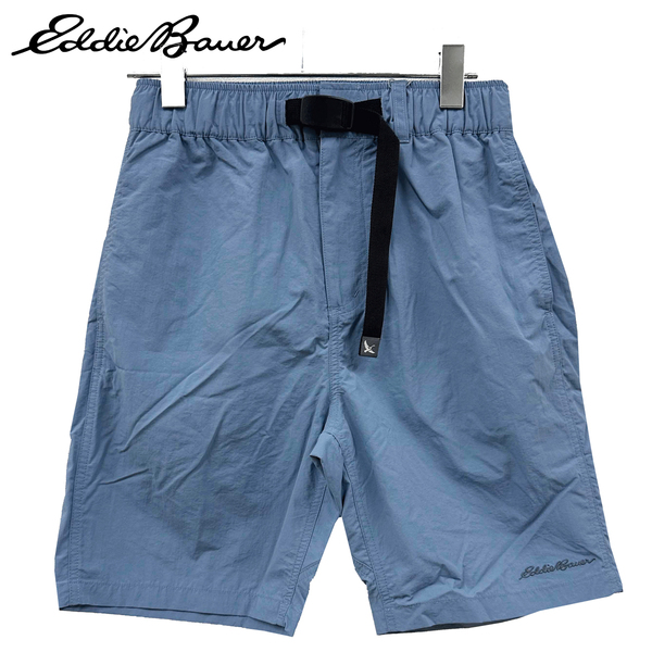 新品 S ★ Eddie Bauer エディーバウアー メンズ クライミング ショートパンツ ブルー ベルト付き 短パン ハーフパンツ ウエストゴム