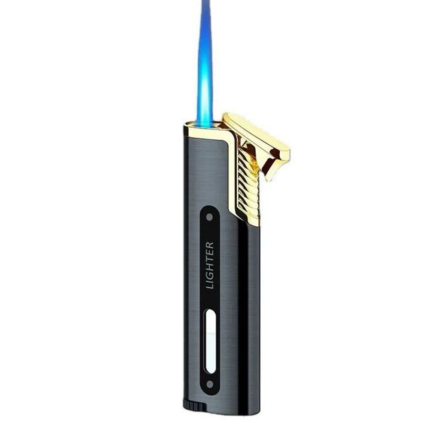 喫煙具葉巻ライター ターボライターガスライター防風防水青炎ライター ギフト箱付きグレー 新品未使用