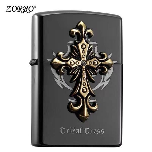 喫煙具喫煙グッズ新品未使用zippo型オイルライターZORROゾロオイルライターエンジェルクロス ブラック色