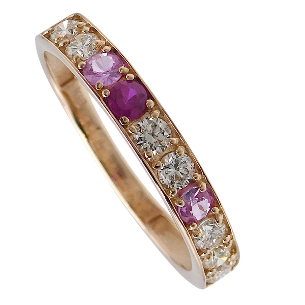 リング K18PG ダイヤモンド0.20ct ルビー0.35ct 11.5号