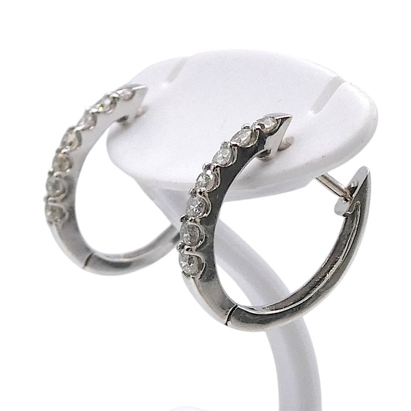 K18WG フープ ピアス ダイヤモンド0.15ct/0.15ct