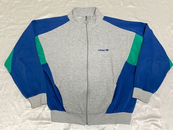 【送料無料 値下げ交渉歓迎】アディダスオリジナルス 90s80sビンテージトレフォイル トラックジャケット ブルーグリーングレー古着ジャージ