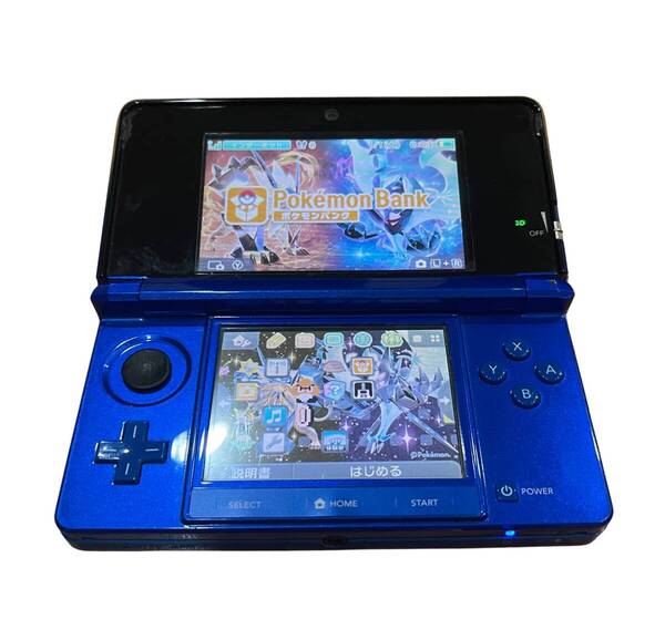 ニンテンドー3DS 本体 ブルー タッチペン・充電器・SDカード付 ポケモンバンク&ムーバー入り 右側面多少傷あり 動作確認済み