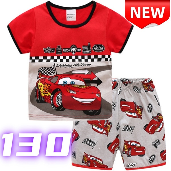 【新品】カーズ パジャマ 子供服 ライトニング・マックイーン 半袖Tシャツ&ショートパンツ 上下セット 男の子 Cars 130 キッズ 夏服 綿
