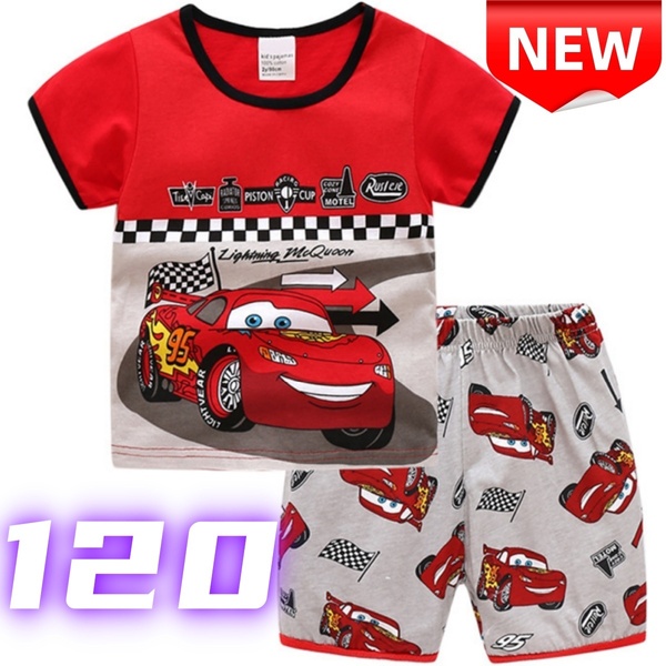 【新品】カーズ パジャマ 子供服 ライトニング・マックイーン 半袖Tシャツ&ショートパンツ 上下セット 男の子 Cars 120cm キッズ 綿