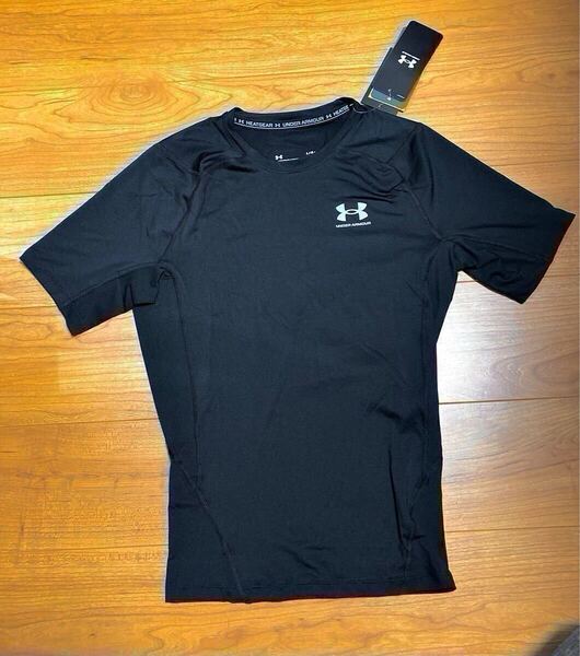 【新品】UA ヒートギア アンダー アーマー コンプレッション ショートスリーブ シャツ(トレーニング/MEN/黒/Lサイズ/半袖)HEATGEAR