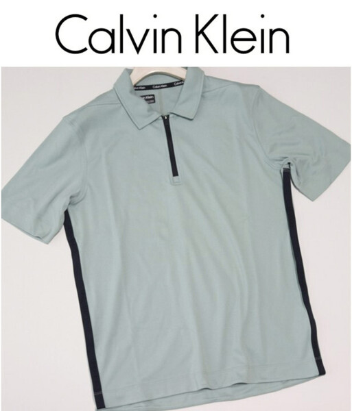 新品タグ付き【Calvin Klein カルバンクライン】サイドロゴ ジップ半袖ポロシャツ M v6914