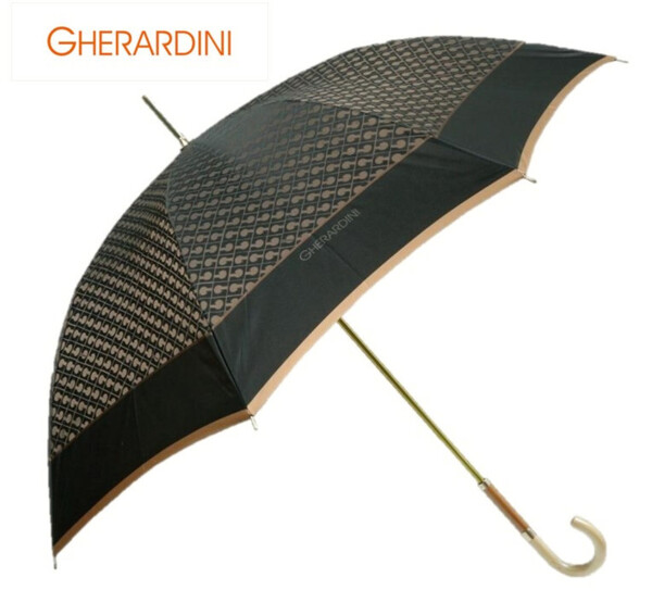 新品タグ付き【GHERARDINI ゲラルディーニ】Gロゴ ジャカード先染め手開き長傘 雨傘 v6728