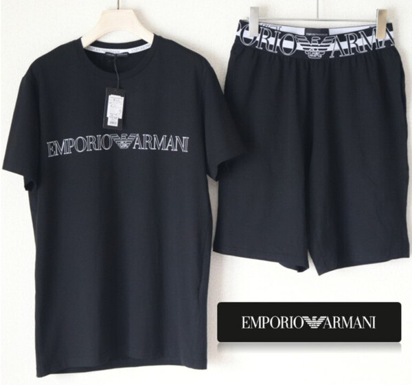 新品タグ付き【エンポリオアルマーニ】上下セットアップ 半袖Tシャツ ショートパンツ 黒 M(M-L) v7054