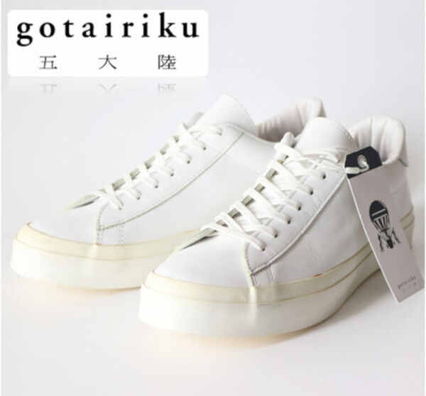 コラボ!新品タグ付き【五大陸 ゴタイリク×moonstar ムーンスター】オールレザースニーカー 白 25.0 v7038