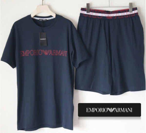 新品タグ付き【エンポリオアルマーニ】上下セットアップ 半袖Tシャツ ショートパンツ 紺 L(L-XL) v7057