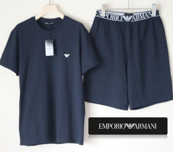 新品タグ付き【エンポリオアルマーニ】上下セットアップ 半袖Tシャツ ショートパンツ 紺 M(M-L) v7056