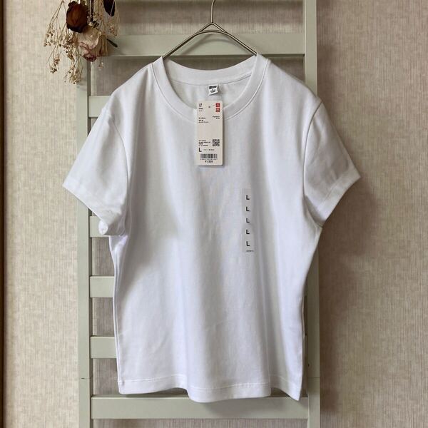 送料込☆UNIQLO ユニクロ 今季商品 新品未使用 ミニT 白 Lサイズ クルーネック カットソー コットン 半袖Tシャツ ホワイト