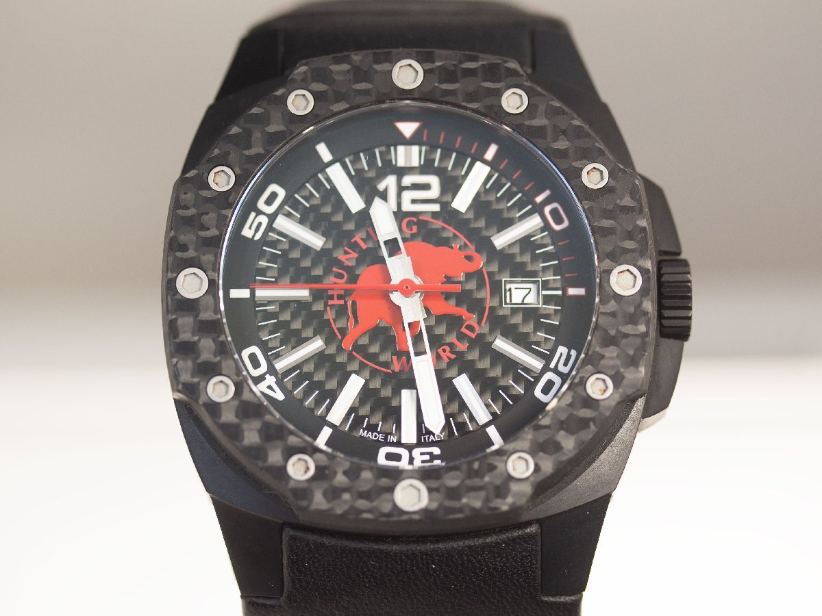 ハンティングワールド 腕時計 クォー ツ HW-909 SS ブラック レッド ハンティングワールド 腕時計 クォー ツ HW-909 SS ブラック レッド