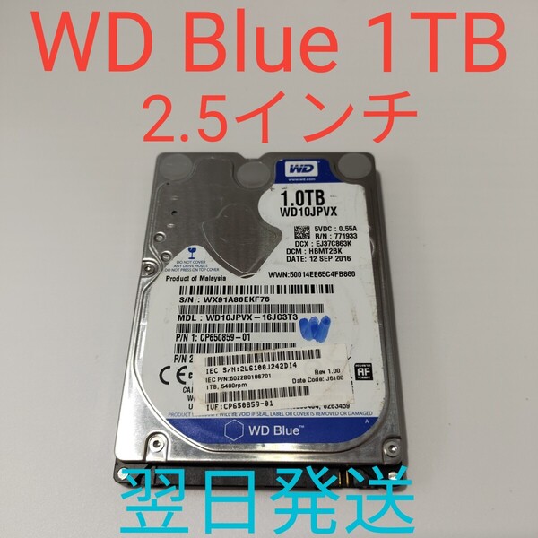 A0065 WD Blue 1TB 2.5インチ HDD 動作確認済み ハードディスク SATA 1000GB 506H 翌日発送