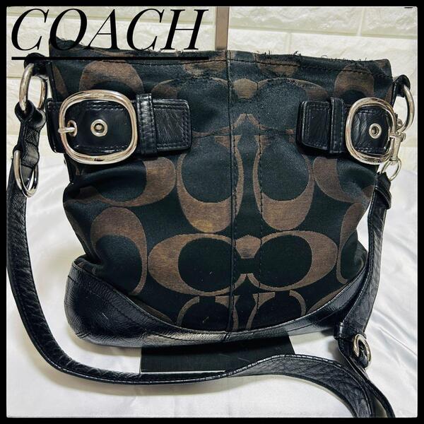COACH ショルダーバッグ 黒 ブラック シグネチャー コーチ ポシェット 鞄 ポシェット コンパクト 肩掛け 肩掛けバッグ 斜め掛け バッグ