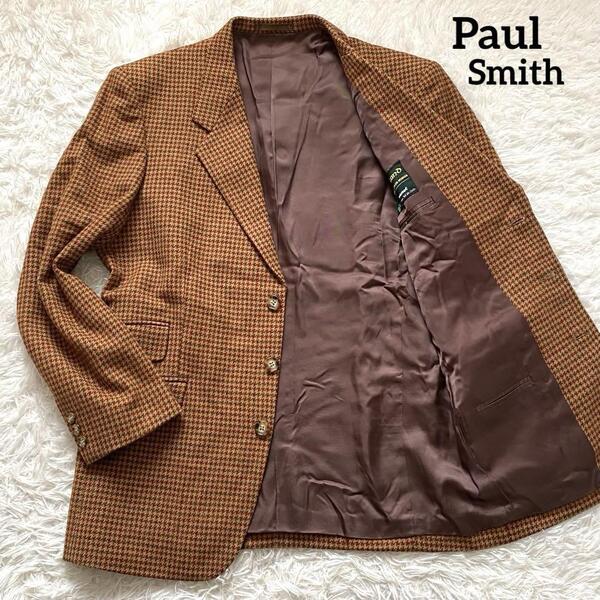 D78 Paul Smith ポールスミス テーラードジャケット ブラウン M表記 千鳥格子柄 ツイード HIRELano
