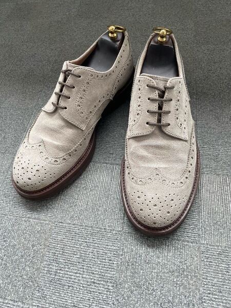 【BRUNELLO CUCINELLI 】定価75%OFF スウェードシューズ 41 ブルネロクチネリ グレージュ