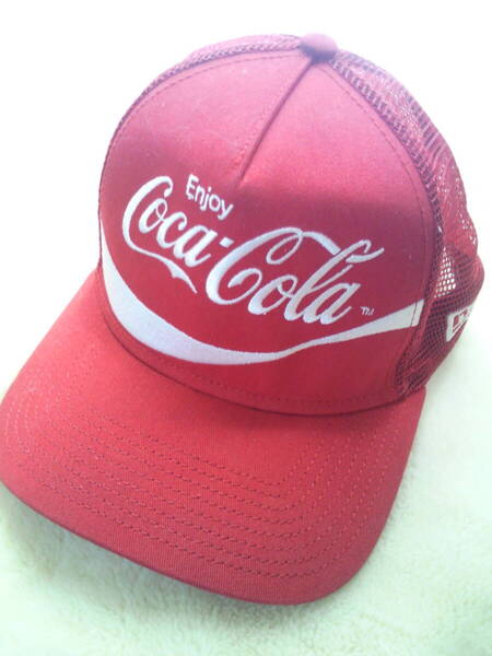 コカ・コーラ●coca-cola 帽子・キャップ●ニューエラ製NEW ERA●刺繍♪激レア年代物●フリーサイズ男女兼用品●訳有・難有USED●送料無料
