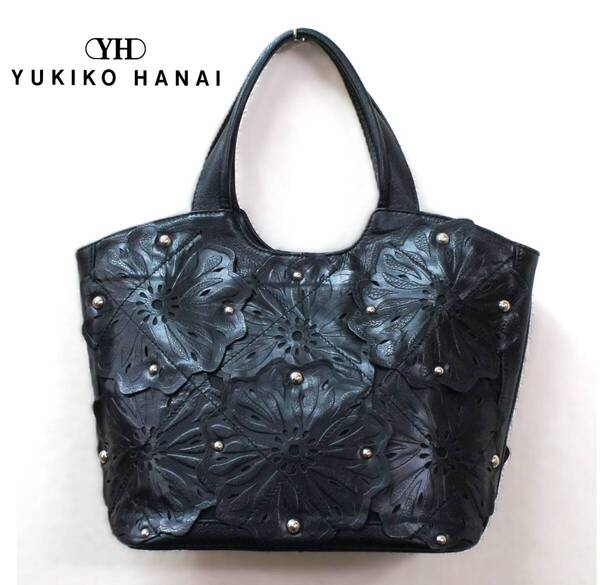 YUKIKO HANAI ユキコハナイ 花井幸子 レザー フラワー トートバッグ ブラック【送料無料】